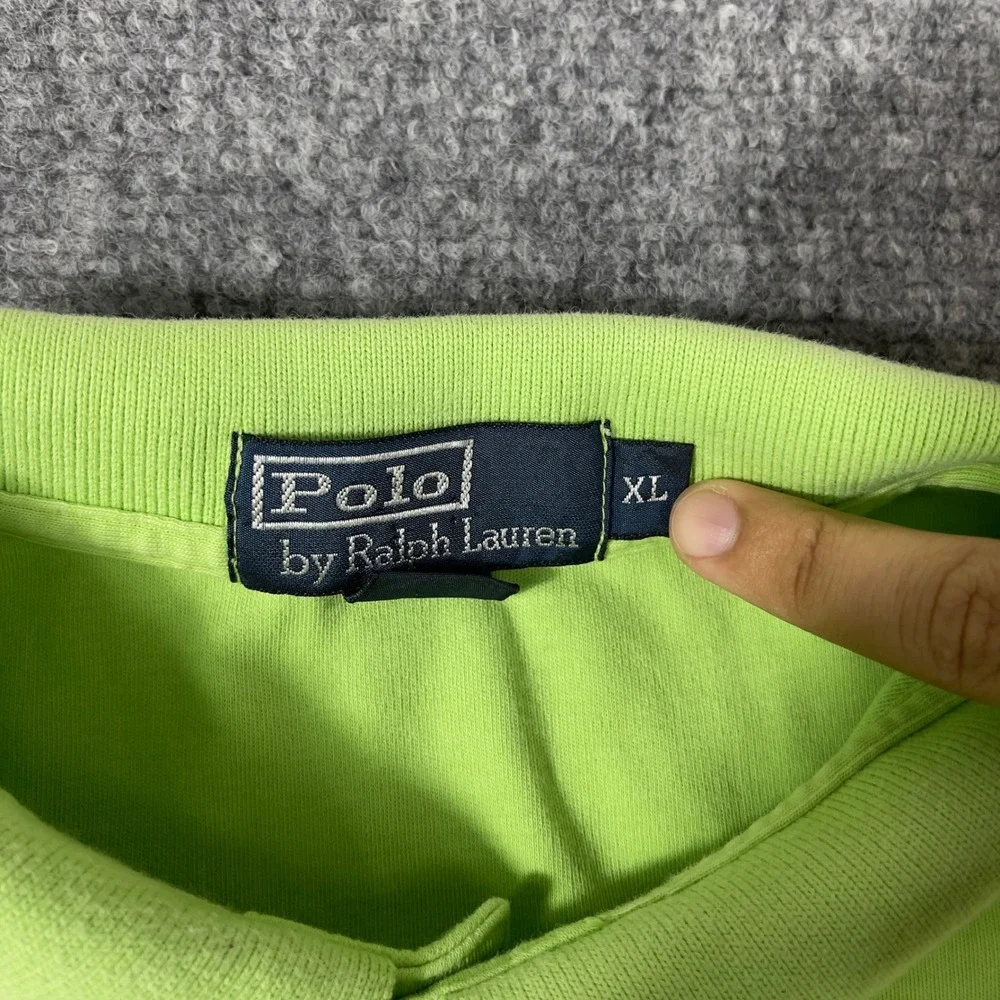 Vtg Polo Ralph Lauren Polo Shirt Mens XL Lime Green Pink Pony Logo Short Sleeve